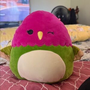 Squishmallows Pink and Green Plush Bird Toy